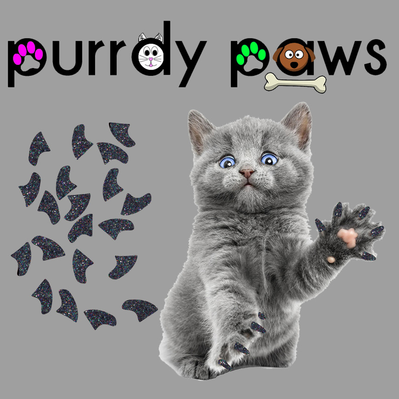 6 Month Supply - Purrdy Paws Seafoam Glitter Soft Nail Caps for Kittens  Claws - Extra Adhesives - Walmart.com